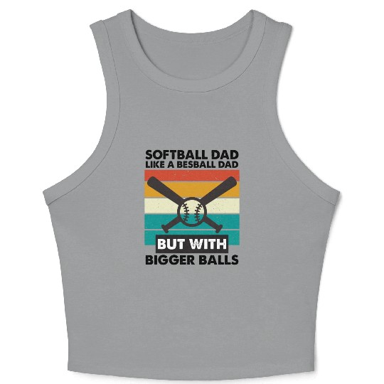 Vintage Softball Dad Like A Baseball Dad Us Flag Crop Tank Top