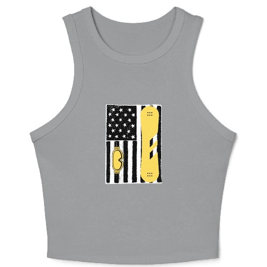 Vintage Snowboarding Us Flag Crop Tank Top