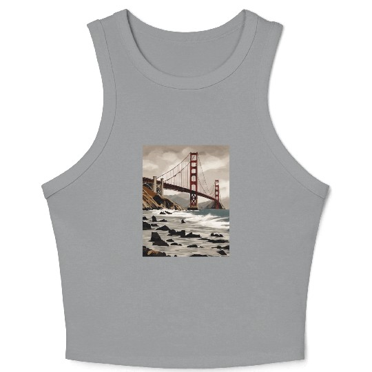 Golden Gate Bridge California Crop Tank Top, Golden Gate
