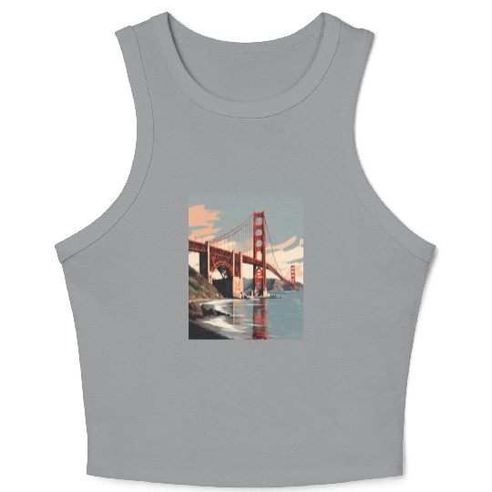 Golden Gate Bridge California Crop Tank Top, Golden Gate