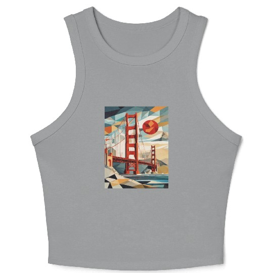Golden Gate Bridge California Crop Tank Top, Golden Gate