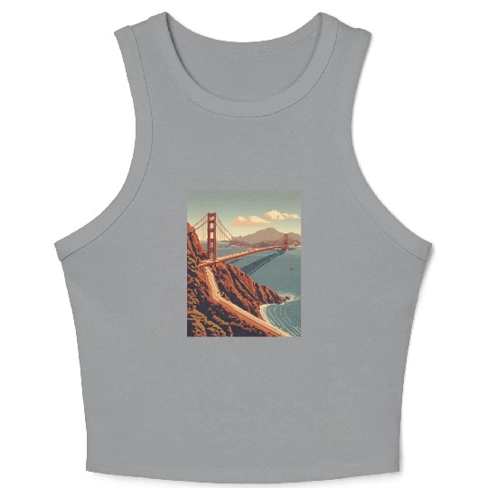 Golden Gate Bridge California Crop Tank Top, Golden Gate
