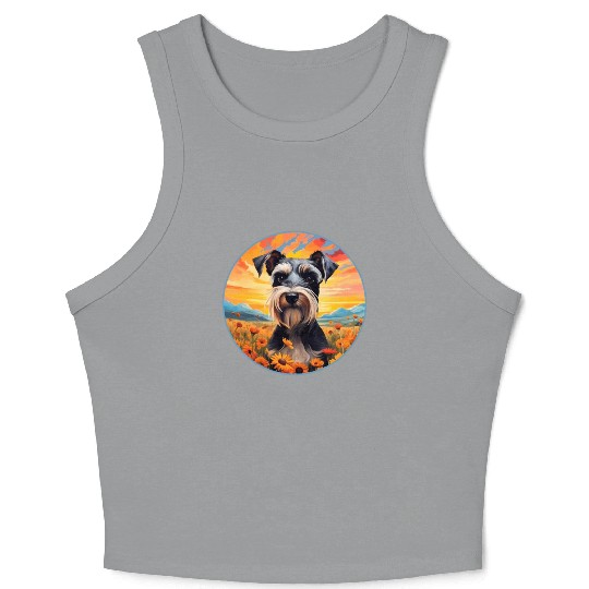 Miniature Schnauzer Mountain Flower Cute Colorful Crop Tank Top
