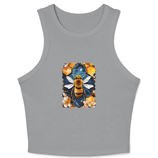 Artistic honeycomb and bee Crop Tank Top