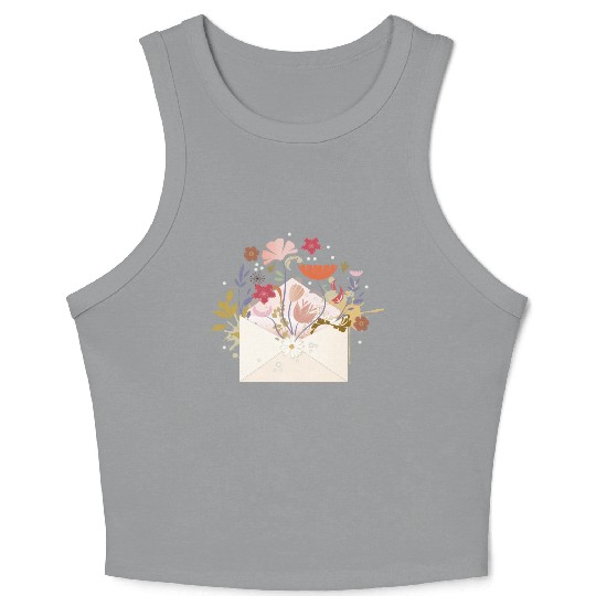 floral envelope with flowers and seal Crop Tank Top