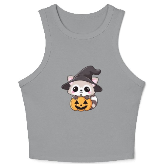 Cute Halloween raccoon Crop Tank Top