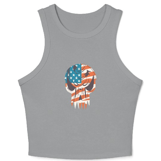Usa flag skull - badass and distressed art Crop Tank Top