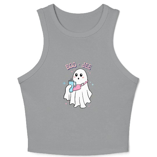 BOO-JEE Spooky Cute Ghost Halloween Costume Design Crop Tank Top