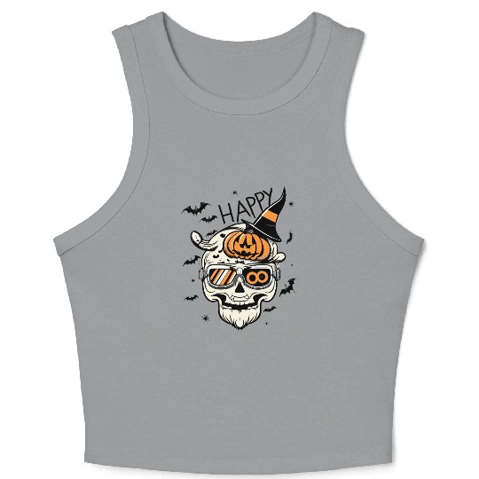Skull Candy Punppkin Halloween Crop Tank Top
