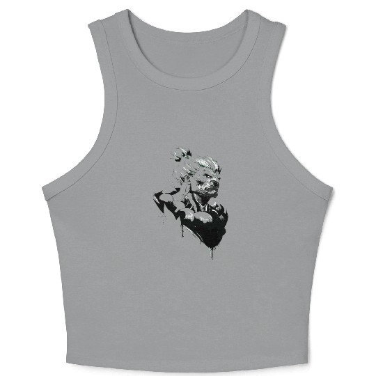 Monochrome Street Fighter: Akuma's Knightly FanAr Crop Tank Top