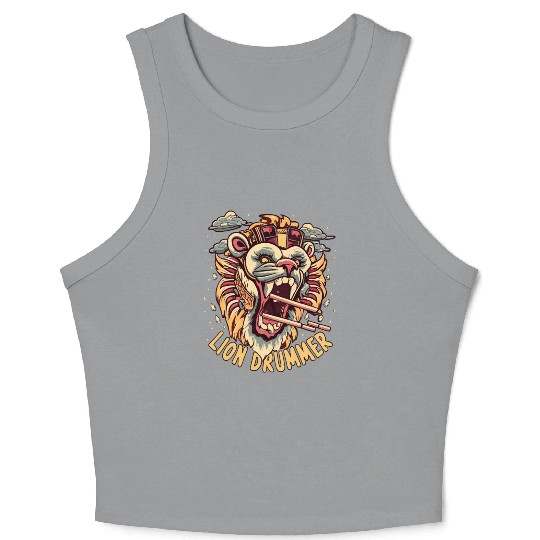Lion Drummer Crop Tank Top