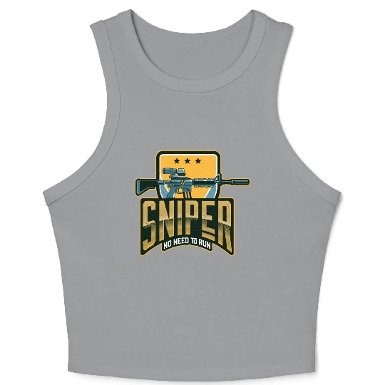 Sniper no need to run -Unisex Premium Crop Tank Top