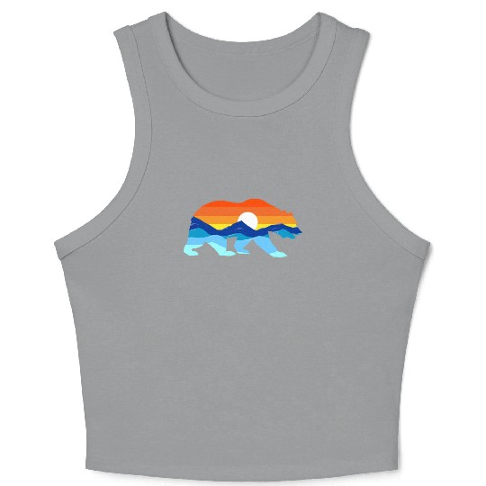 Camping Hiking Retro Mountains Outdoors Camp Bear Crop Tank Top