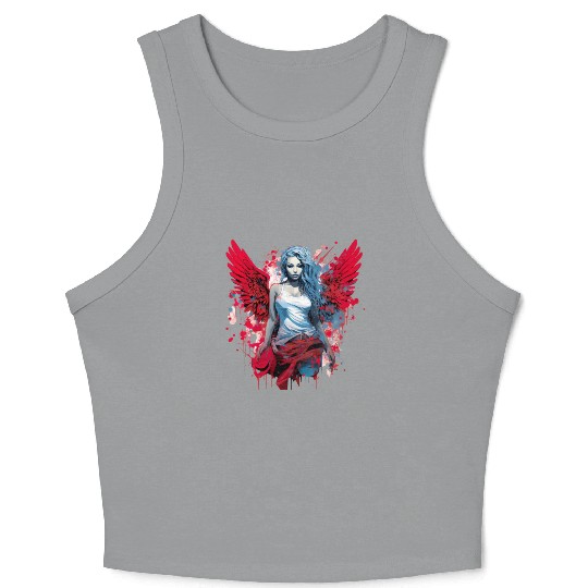 Woman with Angel Wings Angel Esoteric Wings Crop Tank Top