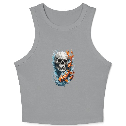 Carp and Skull Crop Tank Top