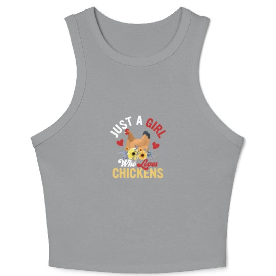 Just A Girl Who Loves Chickens Farming Hen Farmer Crop Tank Top