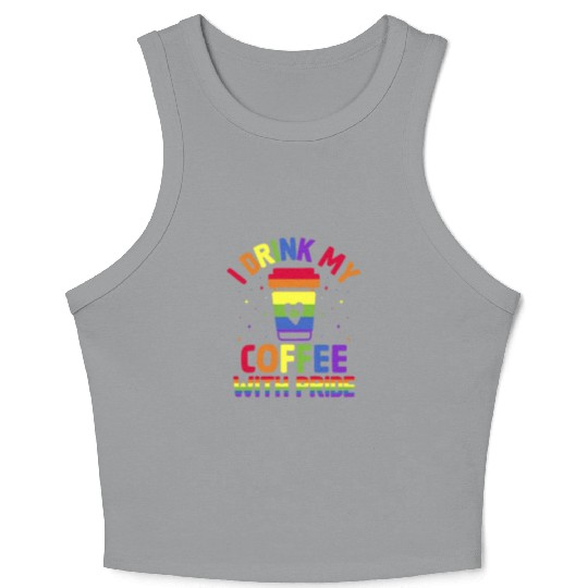 Gay Pride Parade Caffeine LGBTQ Coffee Drinker Crop Tank Top