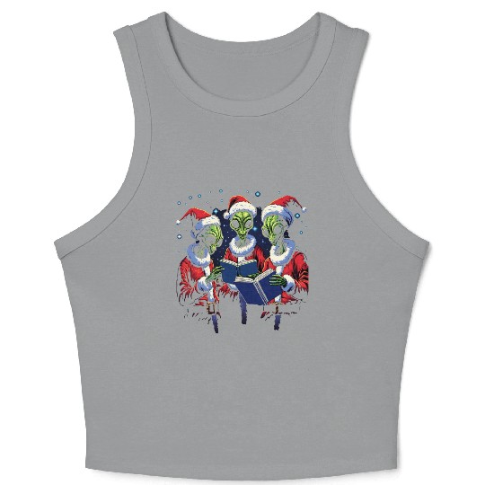 Alien Christmas Carolers Crop Tank Top