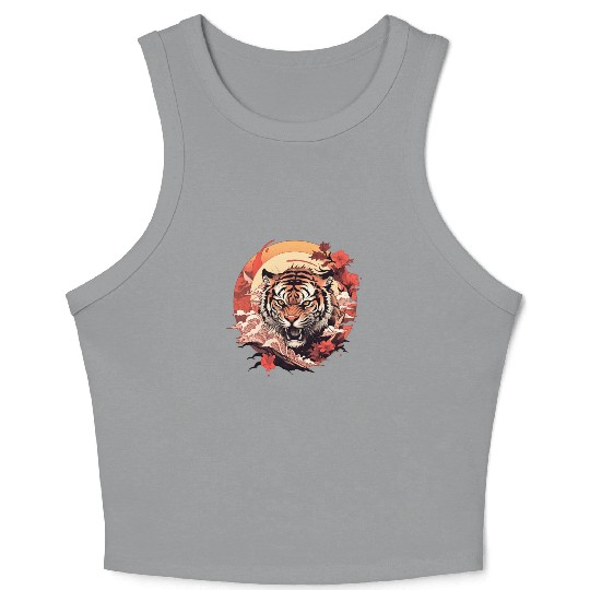 Tokyo Asia 80s Japanese Retro Tiger Crop Tank Top
