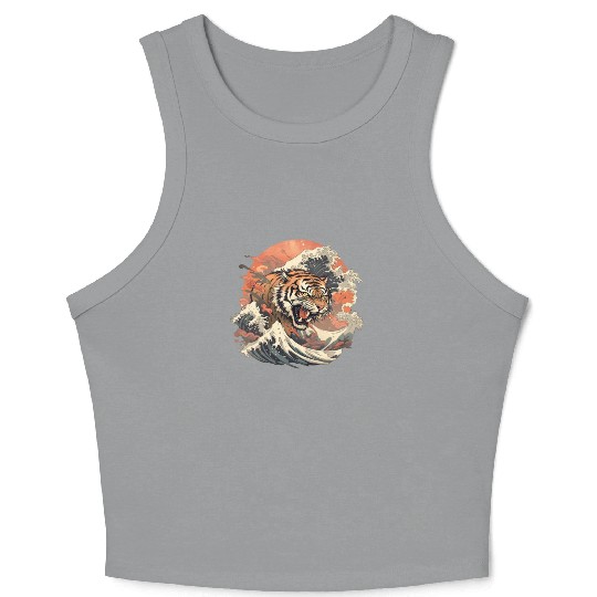 Tokyo Asia 80s Japanese Retro Tiger Crop Tank Top