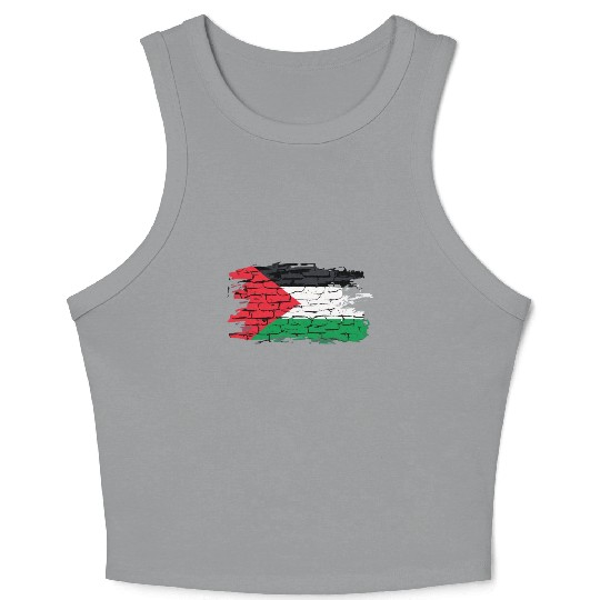 Palestine Flag Graffiti Art Crop Tank Top