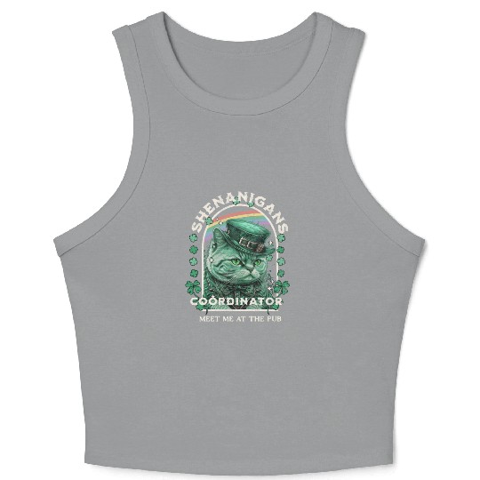 Funny Irish Beer Loving Cat Crop Tank Top