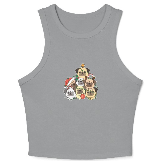 Pug Christmas Tree Funny Animal Christmas Crop Tank Top