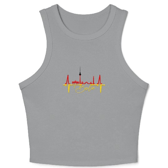Berlin Skyline Heartbeat Germany Fan I Love Berlin Crop Tank Top
