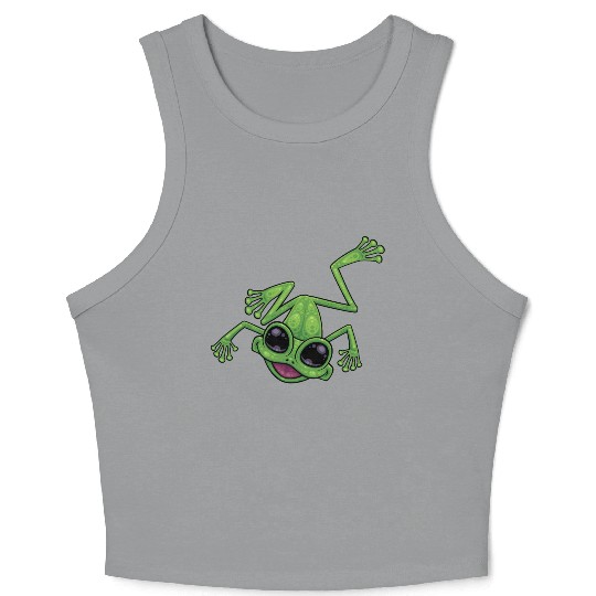 Happy Green Tree Frog Crop Tank Top