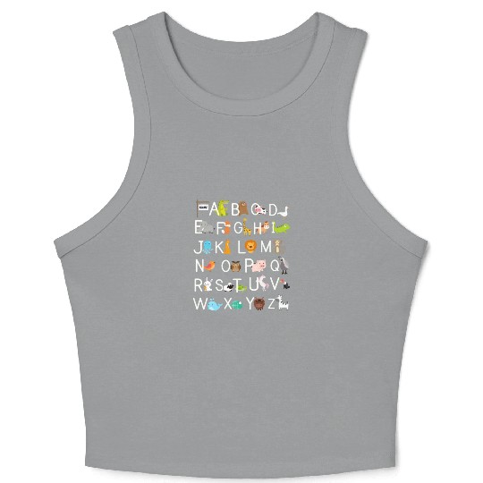 Kindergarten teacher funny Alphabet Crop Tank Top