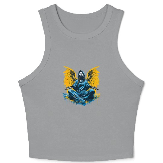 Woman with Angel Wings Angel Esoteric Wings Crop Tank Top