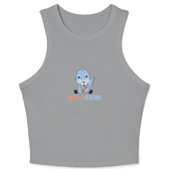 Bobasaur Boba Dinosaur Dino Bubble Tea Crop Tank Top