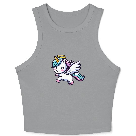 Heavenly Unicorn: Sweet Magic with Angel Wings Crop Tank Top