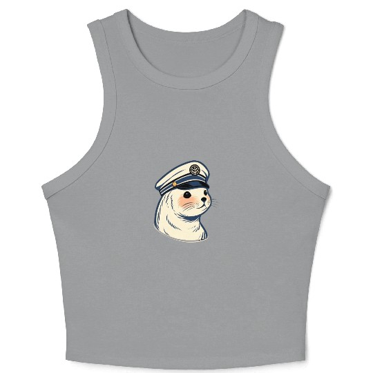 Seal Sailor Cap Boat Captain Cap Boating Seal Crop Tank Top