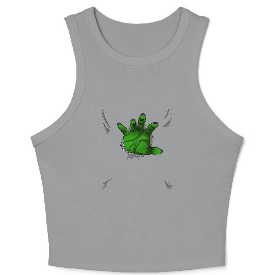 Halloween Green Hand Crop Tank Top