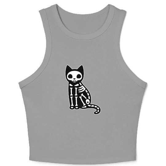 Skeleton Cat Halloween Crop Tank Top