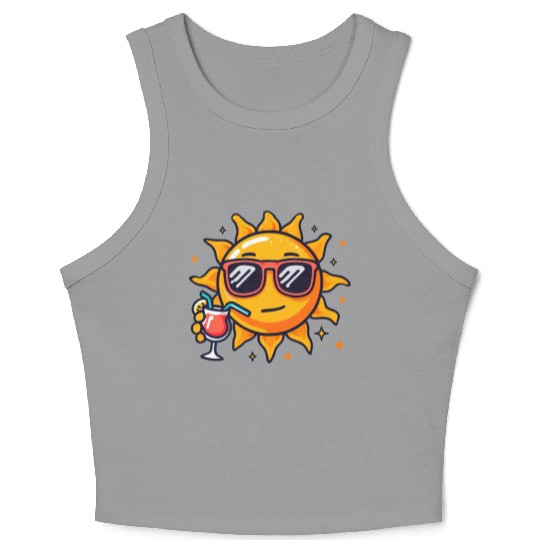 Sun cocktail relaxation star sun Crop Tank Top