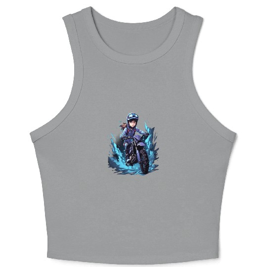 Dirt Bike Anime Girl Ice Racing Motorcycle Ice Crop Tank Top