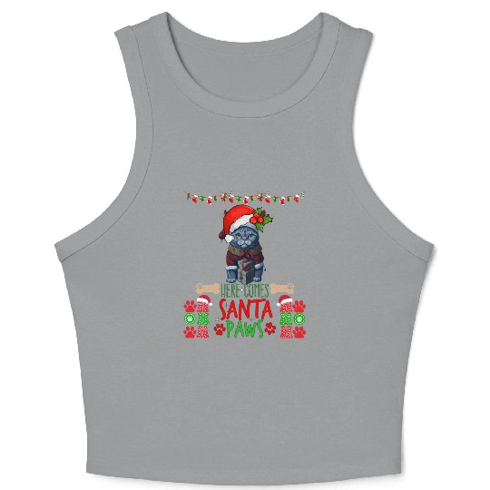 "Santa Paws' Kitty Welcome" Crop Tank Top