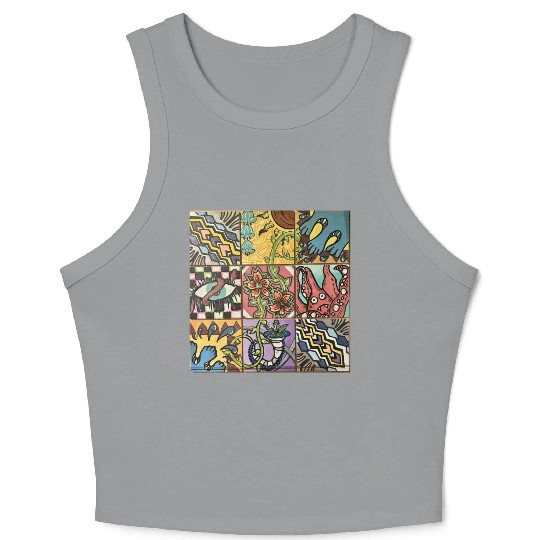 Hand painted wooden squares art by KateToxin Crop Tank Top
