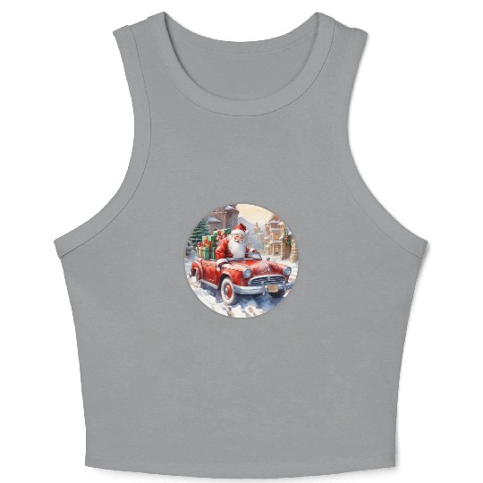 Santa Claus rides in a convertible car Crop Tank Top