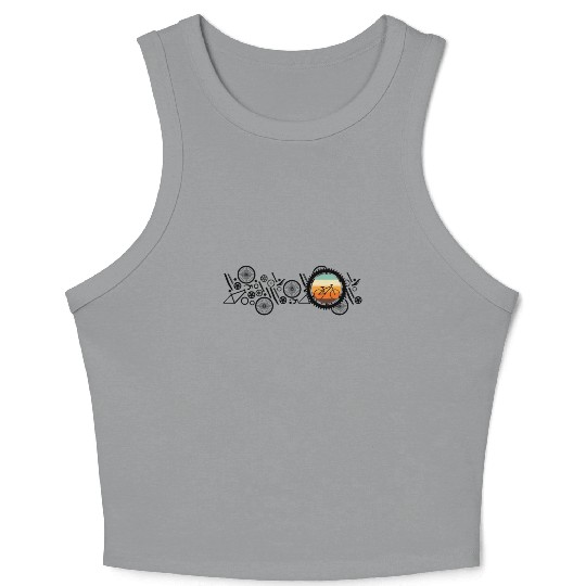Bicycle Cycling Cyclist Bike Elements Retro Crop Tank Top