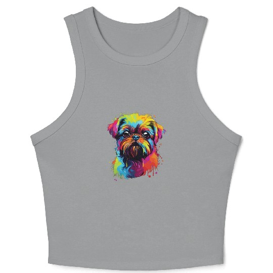 Watercolor Colorful Belgian Dwarf Griffons Crop Tank Top