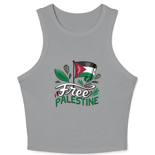 I Love Free Palestine Flag Save Gaza Palestinian Crop Tank Top