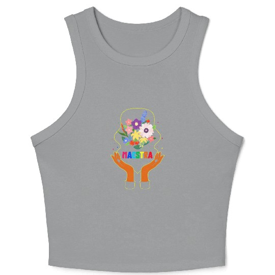 Teacher Crop Tank Top, Maestra Floral Crop Tank Top, Proud Spanish