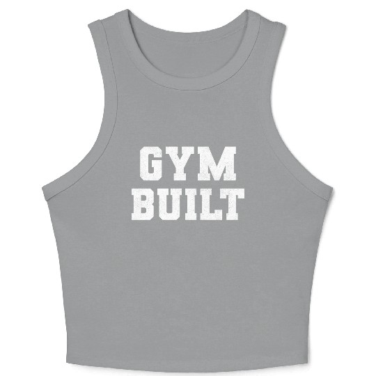 Gym Built White Typography Crop Tank Top