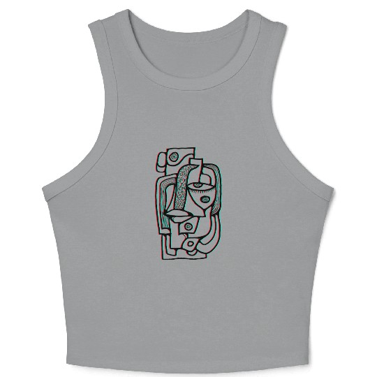 Abstract lines portrait Crop Tank Top
