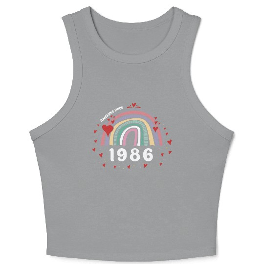 Cute Rainbow Awesome 1986 - 37th Birthday w/ Crop Tank Top