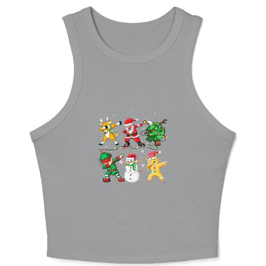 Dabbing Santa Elf Friends Christmas Boys Girls Men Crop Tank Top