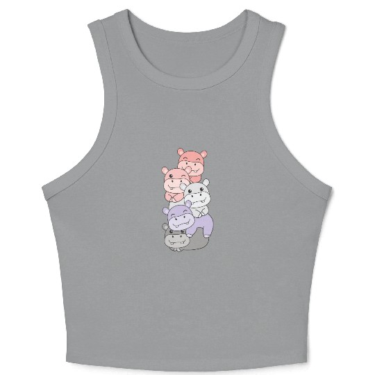 Cupioromantic Flag Pride Lgbtq Cute Hippo Crop Tank Top